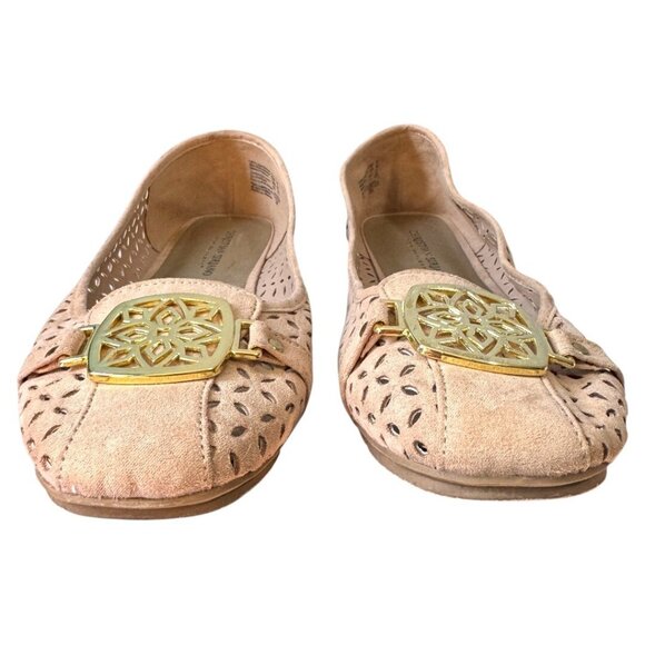 Christian Siriano Shoes Women 8 Beige W/Gold Accents Ballet Flats Slip-On‎ - Picture 3 of 8